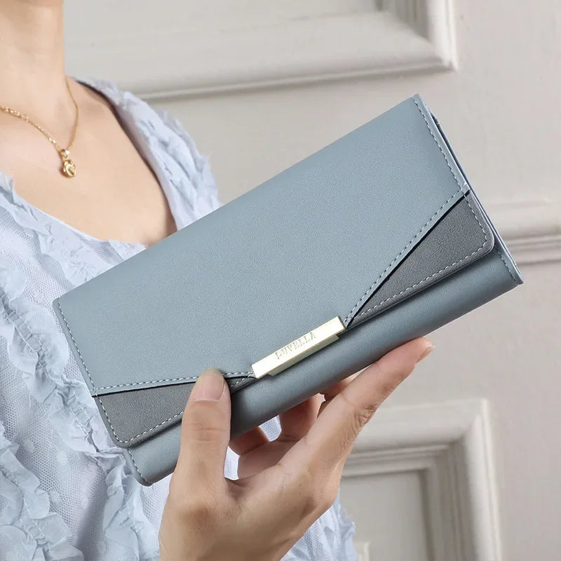 Women S Purse Solid Color Large Capacity Mobile Money Card Bag Advanced Long Clip
