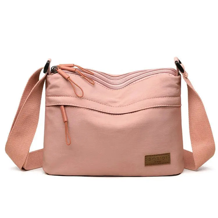 Simple Solid Color Nylon Cloth Women Multifunctional Leisure Waterproof Portable Shoulder Crossbody