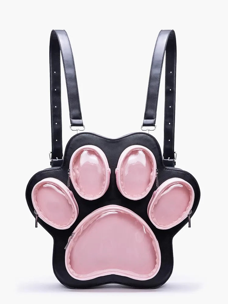 Sweet Cute Cat Paw Ita Bag Ladies Multi Layer Large Capacity Backpack Women Color Black Shoulder