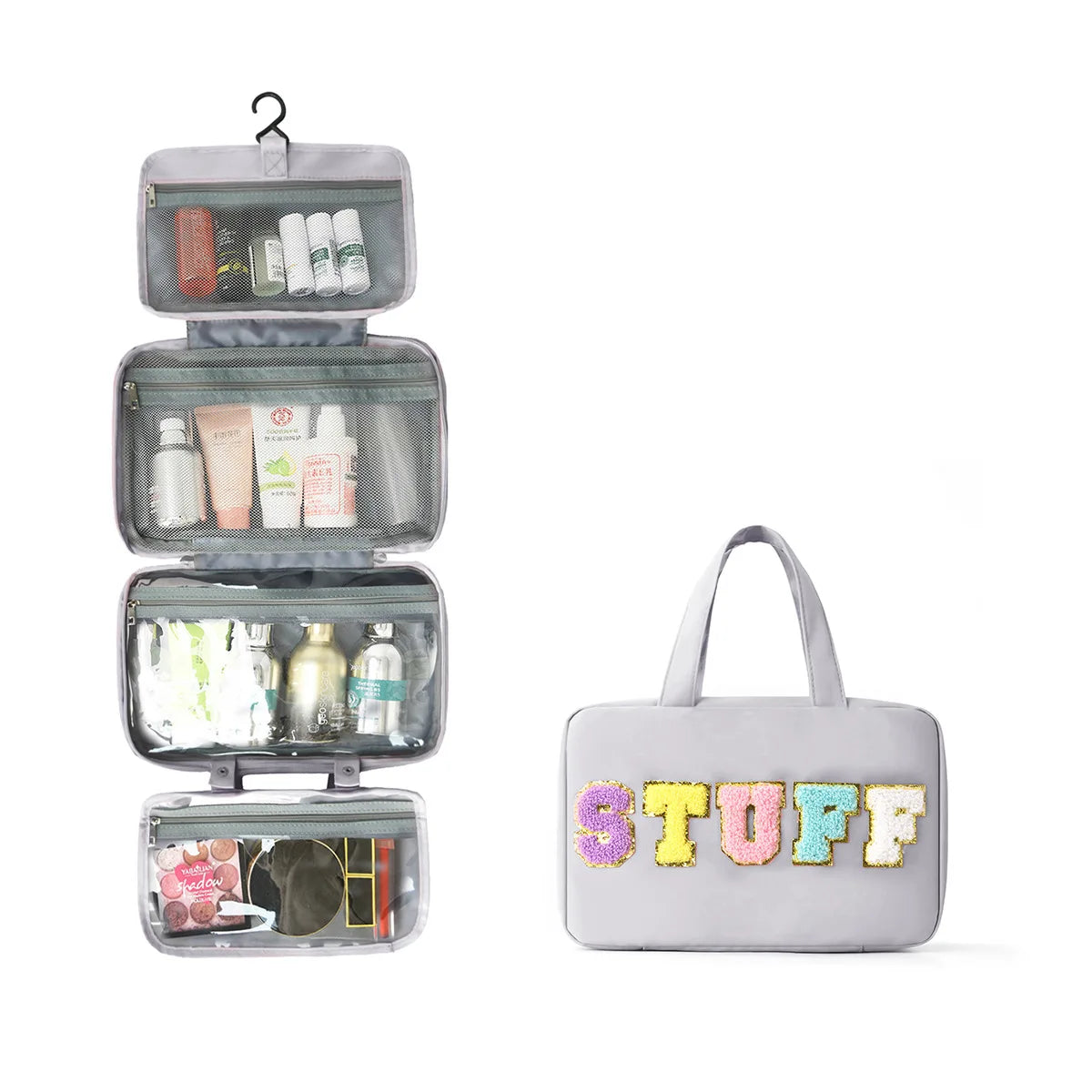 Four-Fold Dry-Wet Separation Toiletry Bag Hanging One-Piece Storage Large-Capacity Hook Portable