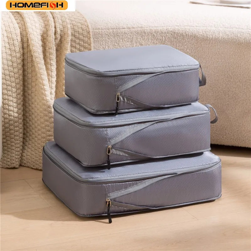 Set Travel Compressible Packing Multifunction Storage Bag Waterproof Suitcase Portable Luggage