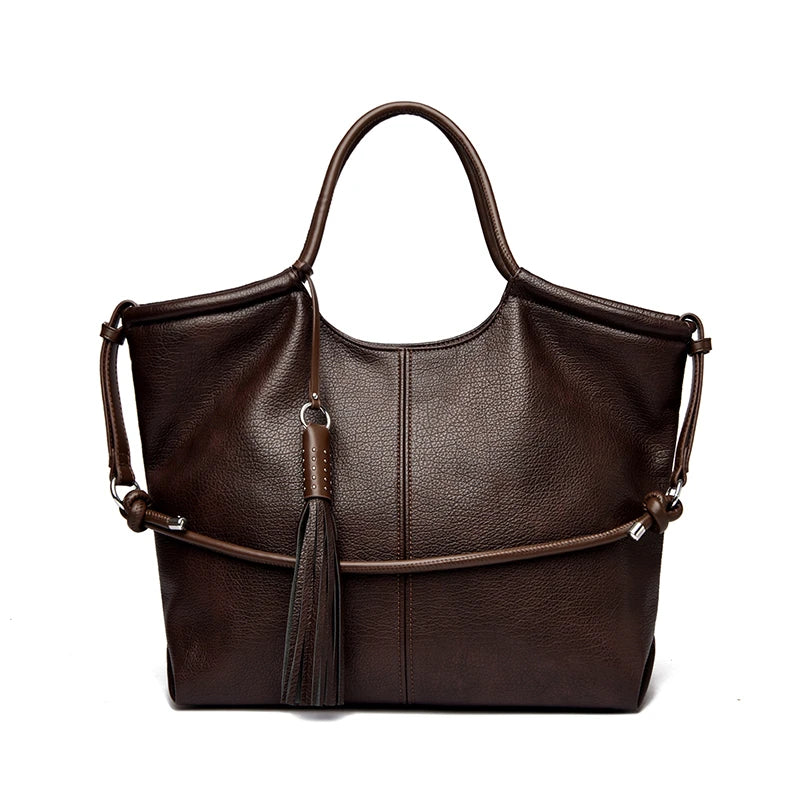 Large PU Leather Tote Bag – Women's Luxury Shoulder Hobo Bag