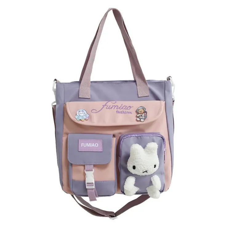 Student Remedial Hand Carrying Book Bag Class Canvas Lesson Slant Across One Shoulder