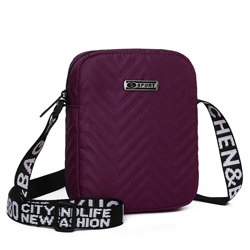Quilted Crossbody Bag with Letter Strap – Sport Mini Shoulder Bag