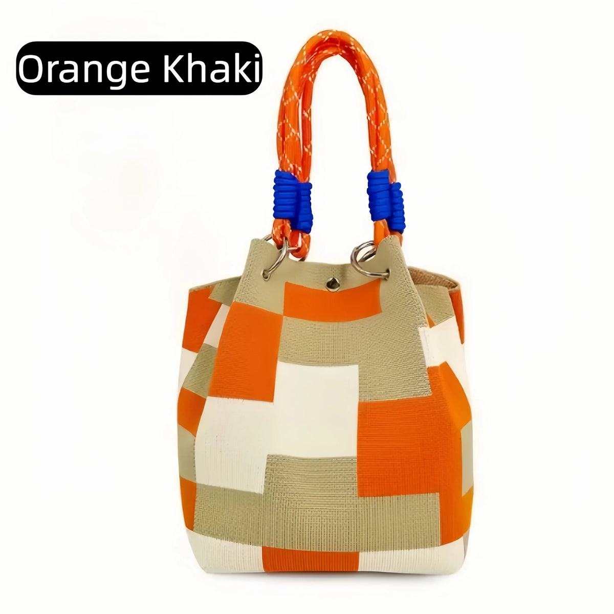 Color Block Tote Bag for Women – Lightweight Woven Handbag with Top Handle