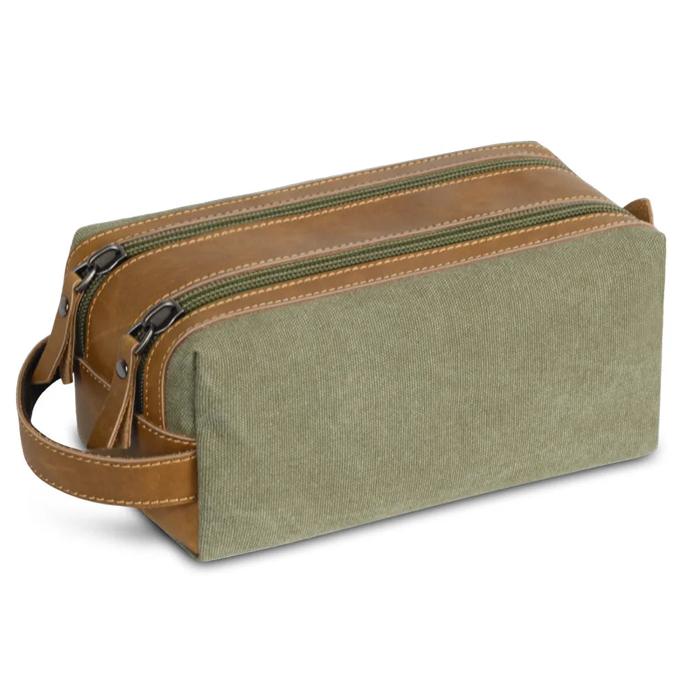 Portable Square Canvas Waterproof Men S Toiletry Bag Travel Storage Bag Large-Capacity Makeup Bag