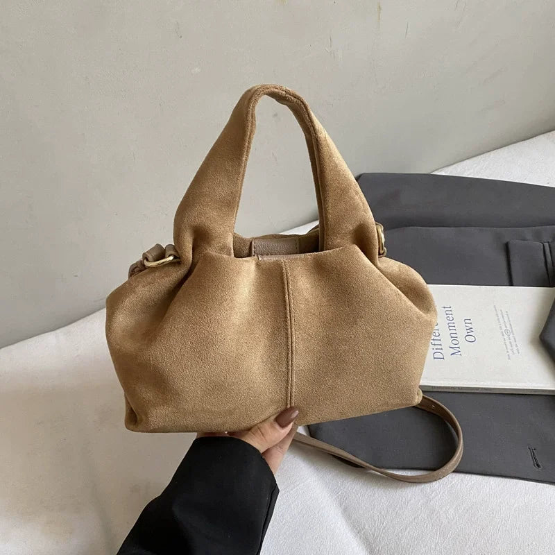 French Cloud Dumpling Bags Brand Design Frosted Handbag Lunch Box Bag Retro Magnetic Clasp Shoulder