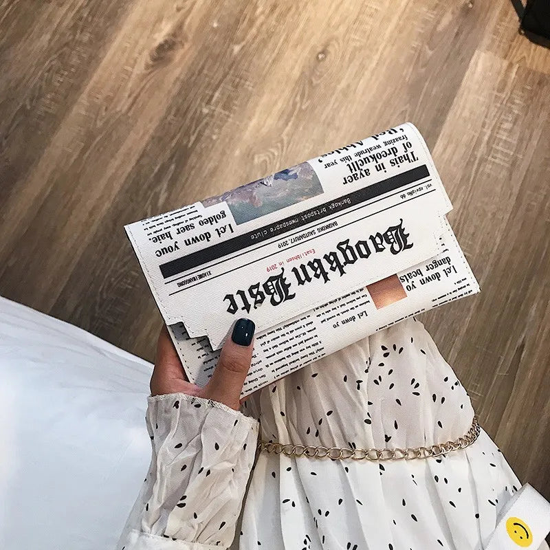 Leisure Chain Crossbody Bags Woman Shoulder Bag Newspaper Small Square Purse Handbags Designer