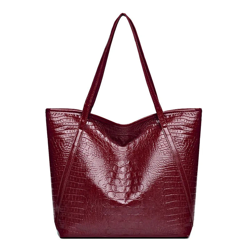 Crocodile Pattern Tote Bag for Women – Retro Leather Shoulder Bag