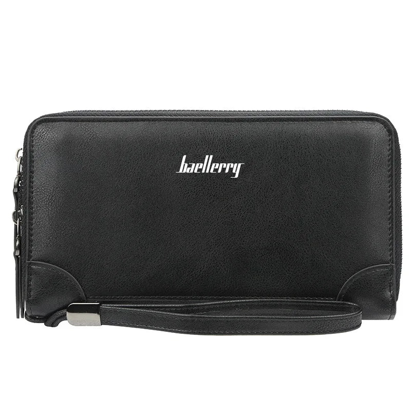 Men S Long Wallet Business Casual Dual Zip Handbag Large Capacity Multi Card Holder