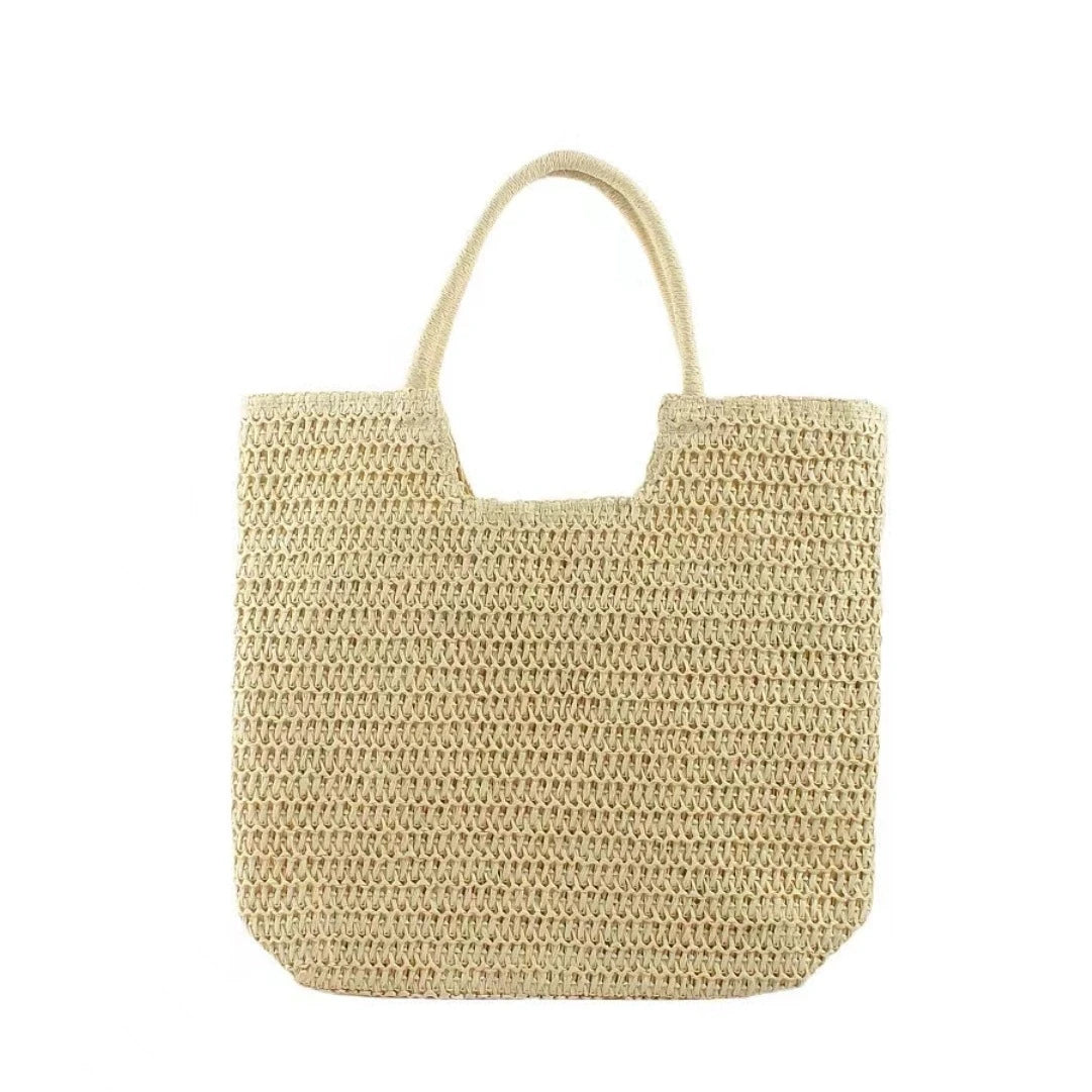 Handwoven Straw Beach Tote Bag for Women – Summer Shoulder Handbag