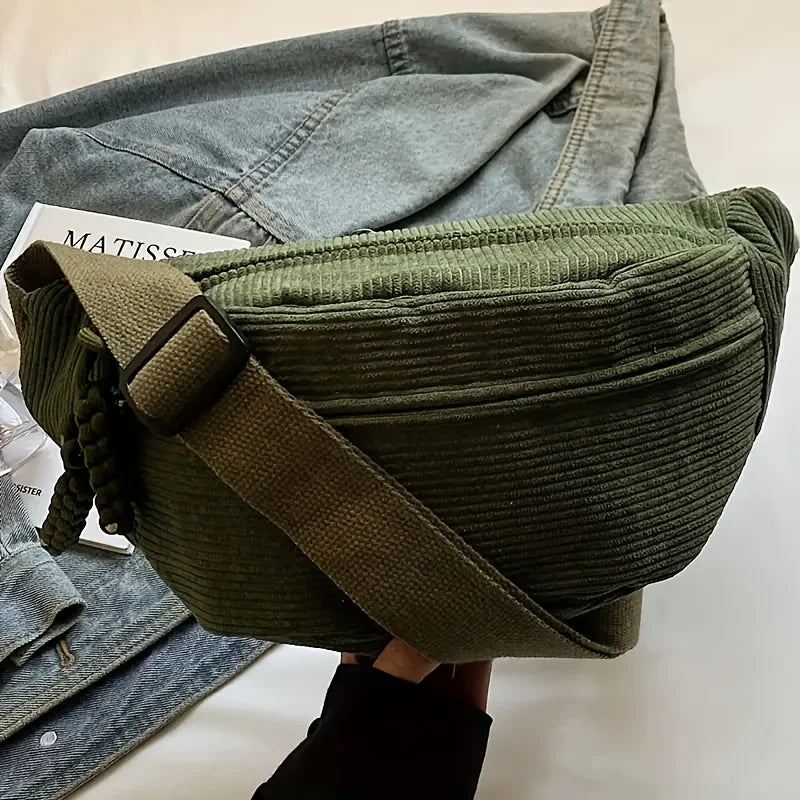 Corduroy Crossbody Bag – Fluffy Shoulder Purse for Women & Men