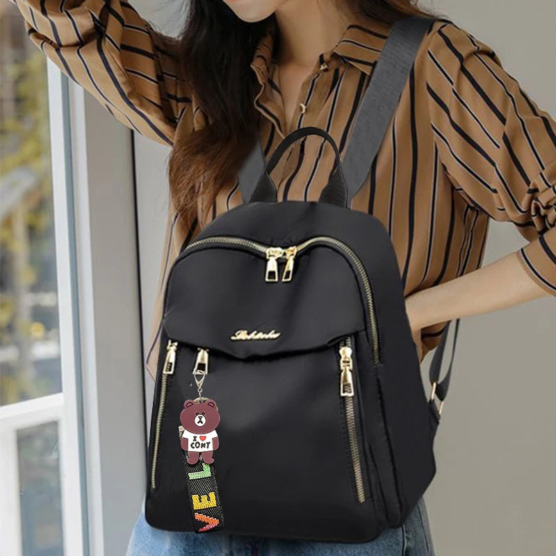 Chic Minimalist Motorbike Backpack Soft Nylon Fabric - Soft