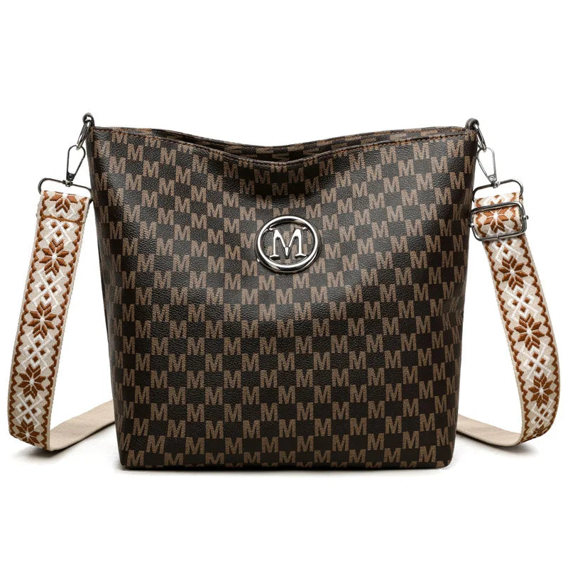 Crossbody Bag for Women – Monogram Faux Leather Shoulder Bag