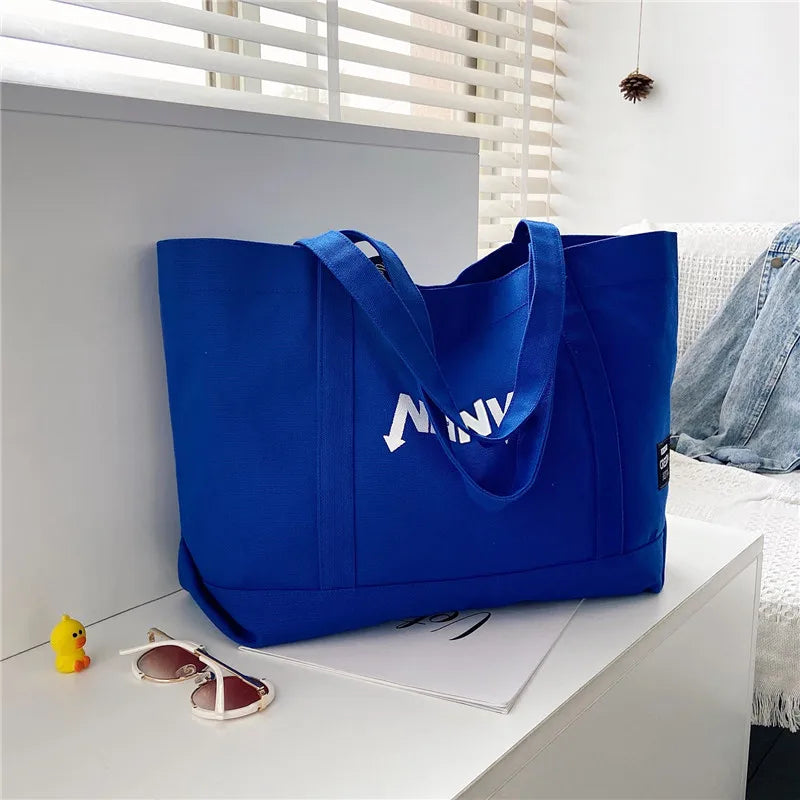 Large Canvas Tote Bag – Lightweight Casual Shopper for Students & Commuters