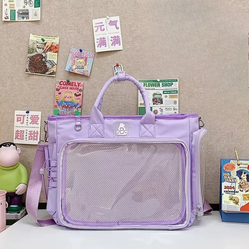 Fashionable Square Female Backpack Transparent Multifunctional Shoulders Bag Large Capacity Daily