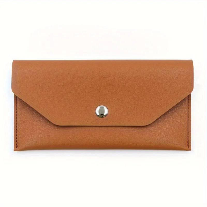 PU Leather Envelope Wallet with Card Holder & Cash Slots