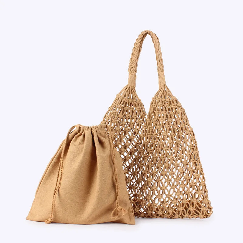 Crochet Bags Women Summer Beach Tote Bag Raffia Aesthetic Totes Straw Handbag Bohemian Boho Woven