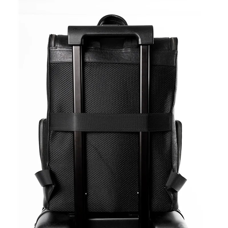 Men S Genuine Leather High-End Double-Shoulder Bag Simple Flap