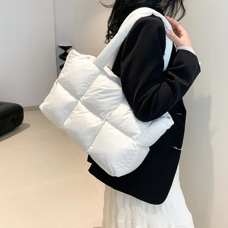Quilted Puffer Tote Bag for Women – Large Capacity Shoulder Bag