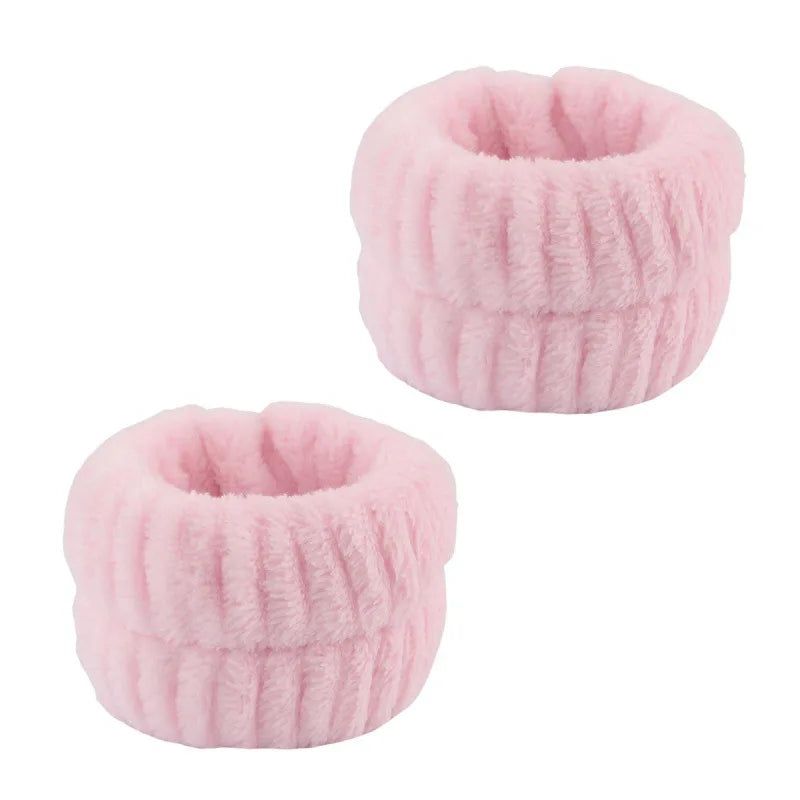 Coral Fleece Spa Headband & Wristband Skincare Set