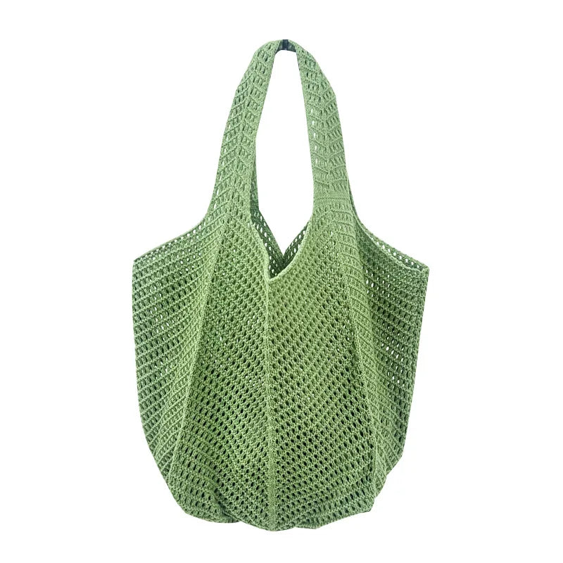 Crochet Woven Tote Bag – Lightweight Women's Beach Shoulder Handbag