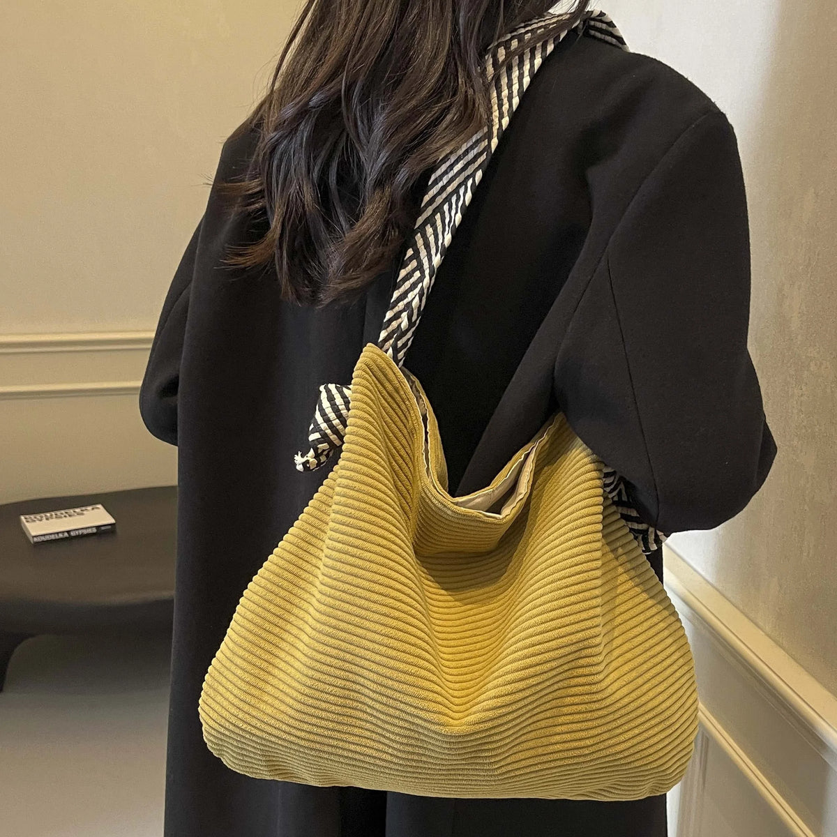 Velvet Shoulder Bag for Women – Soft Wide Strap Casual Handbag