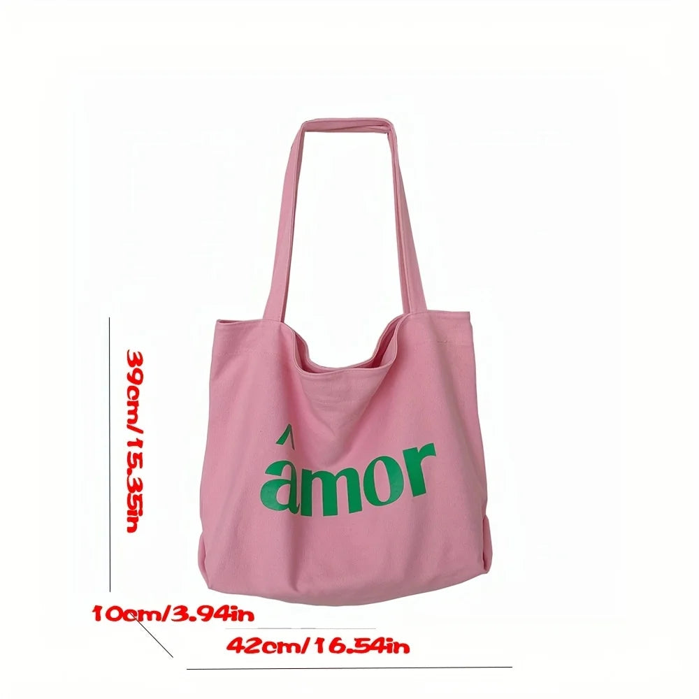 Pink Large Capacity Canvas Tote Bag
