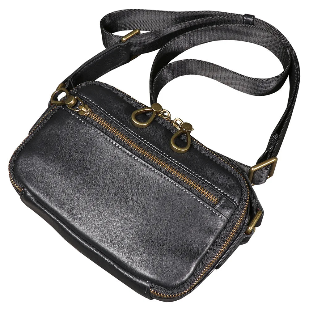 Men S Leather Shoulder Bag Cross Body Youth Large Capacity Mobile Phone Storage Crossbody