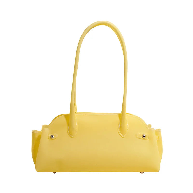 Women S Pvc Solid Color Short Handle Handbag Female Casual Daily Work Shoulder Bag Small Luxury Tote