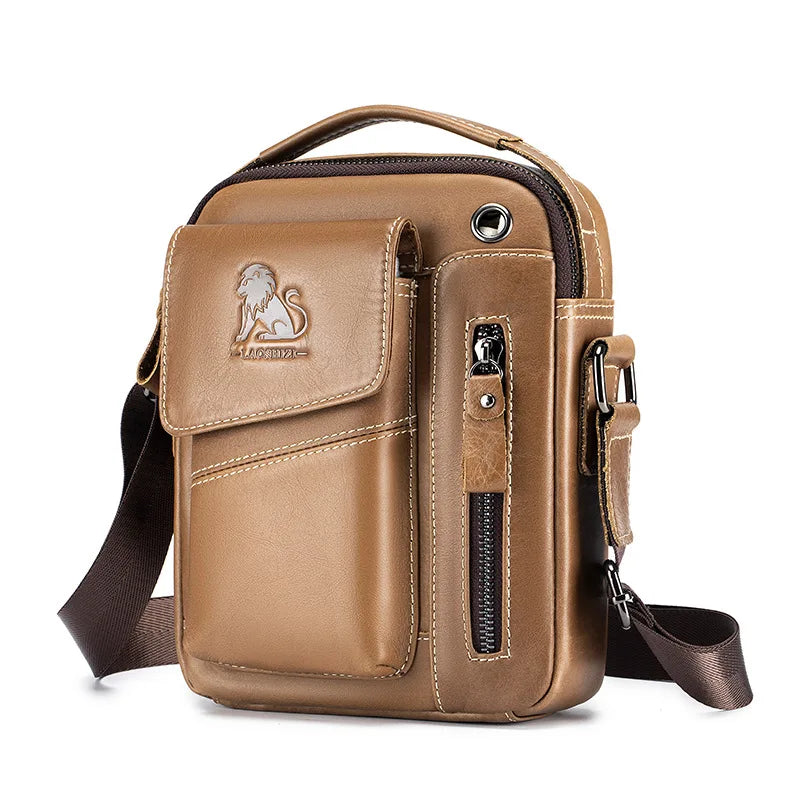 Sporty Durable Hand-Held Crossbody Bag Top Layer Cowhide