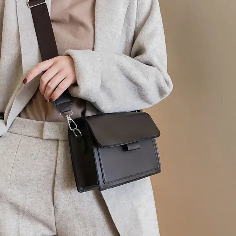 PU Leather Crossbody Bag for Women – Classic Flap Shoulder Handbag