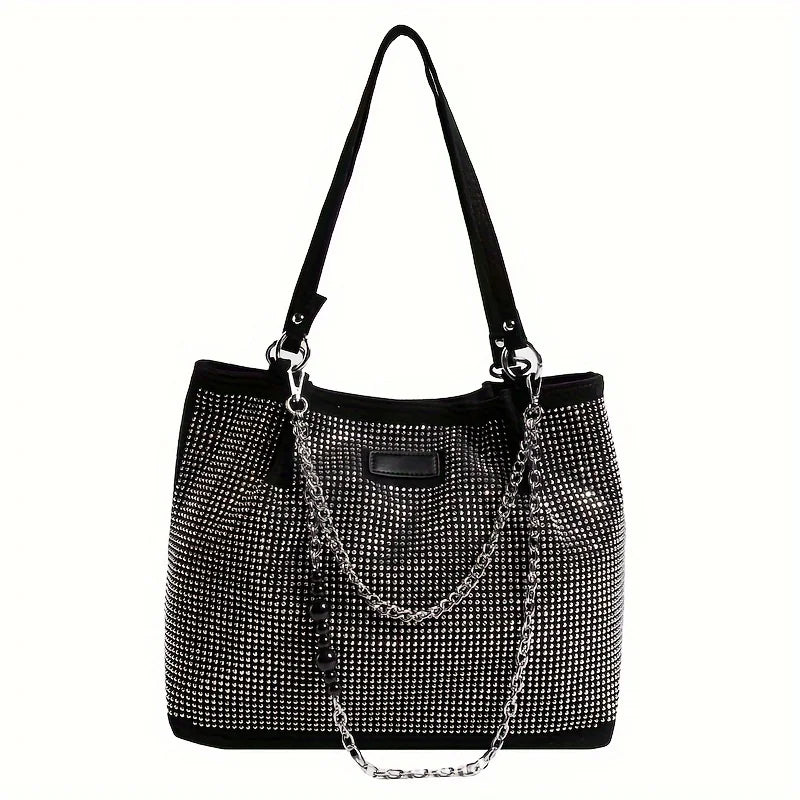 Rhinestone Tote Bag – Glam Crystal Chain Shoulder Bag
