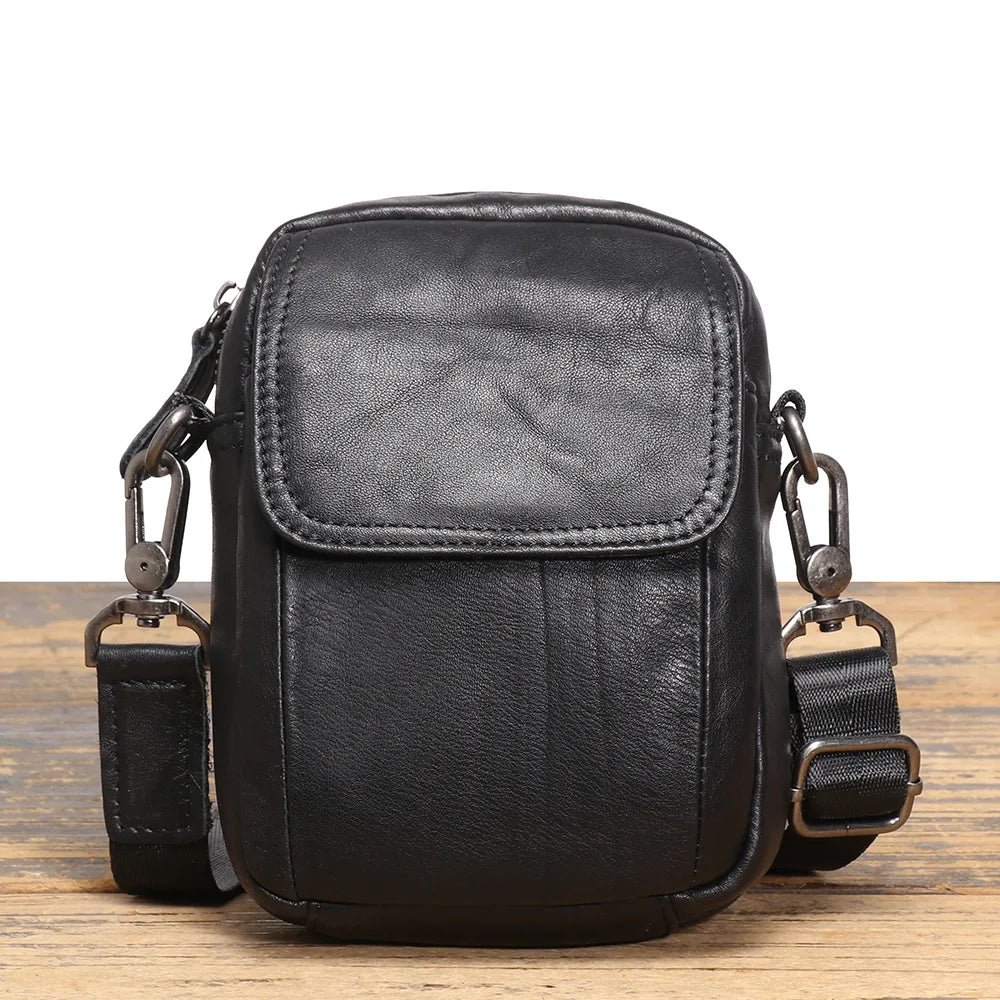 Crossbody Cowhide Waist Bag Belt Retro Genuine Leather Single-Shoulder Backpack