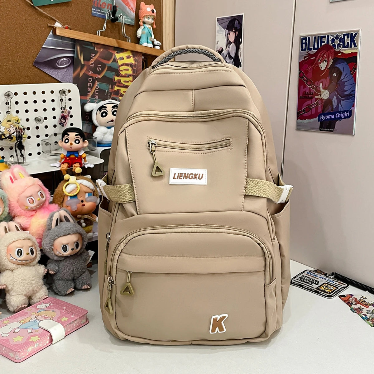 Simple Stylish College Student Backpack Nylon Lightweight Large Capacity Computer School Commuting