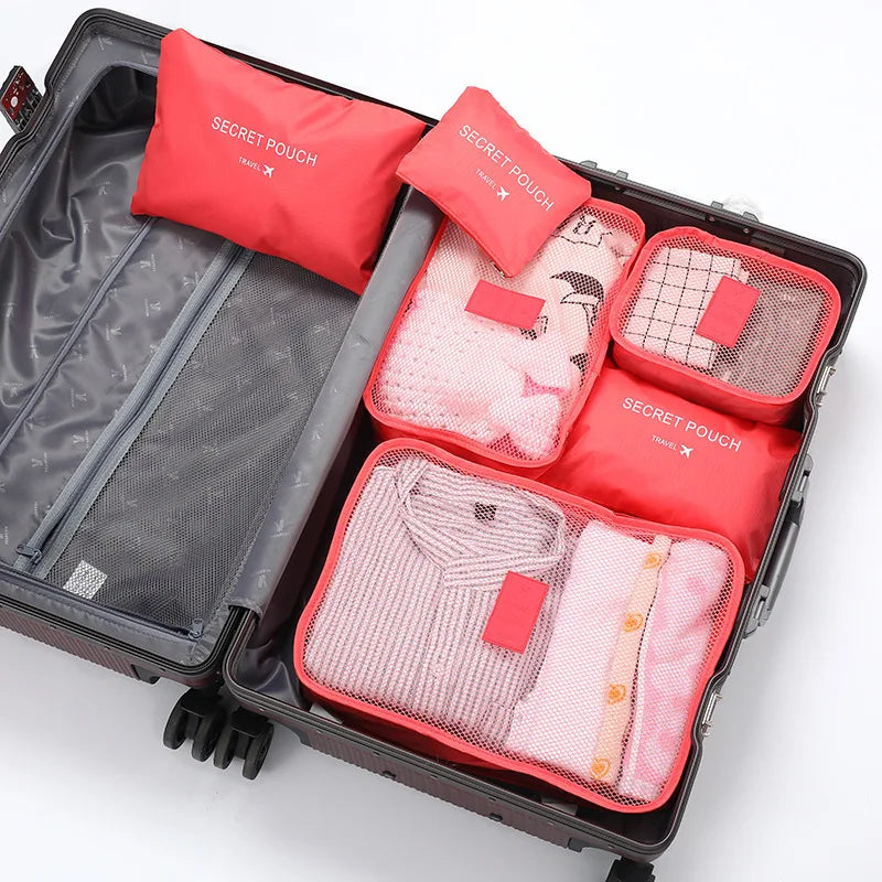 Homefish 6pcs Oxford Waterproof Fabric Packing Cubes Travel Storage Organizer Clothes Shoes