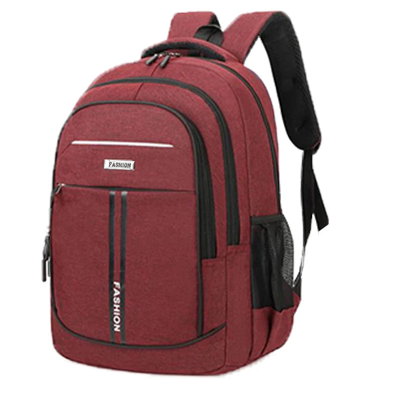 Solid Color Nylon Laptop Bag Men Daily Work Generous Capacity Travel Backpack