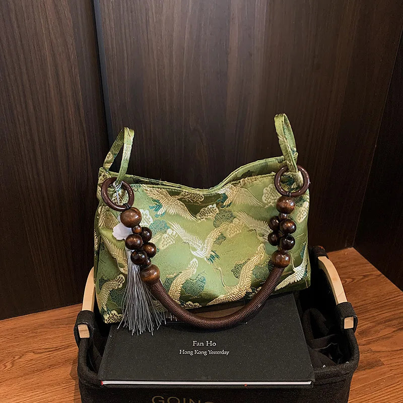 Shoulder Bags Tassel Decoration Embroidered National Style Hasp Sewing Thread Spring Women S