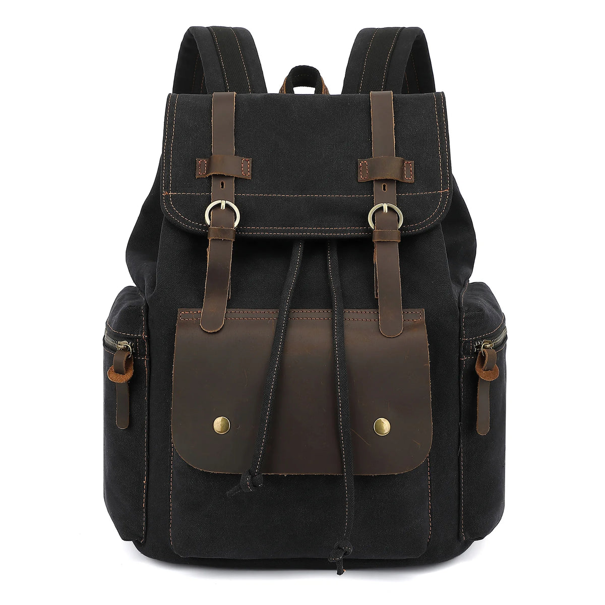 Retro Bag Lid Wear-Resistant Canvas Men S Backpack Large Capacity 15 6-Inch Computer-Stored Travel