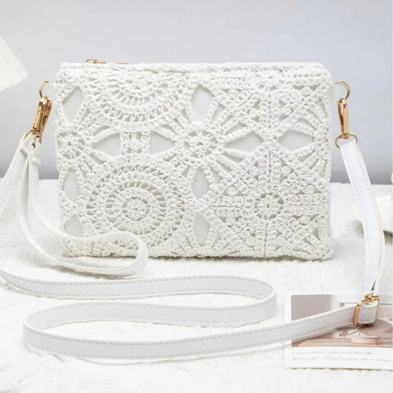 Crochet Crossbody Bag – Mini Hollow Weave Wrist & Shoulder Purse