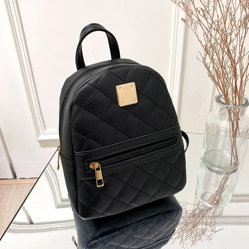 Mini PU Leather Quilted Backpack Women's Crossbody Bag