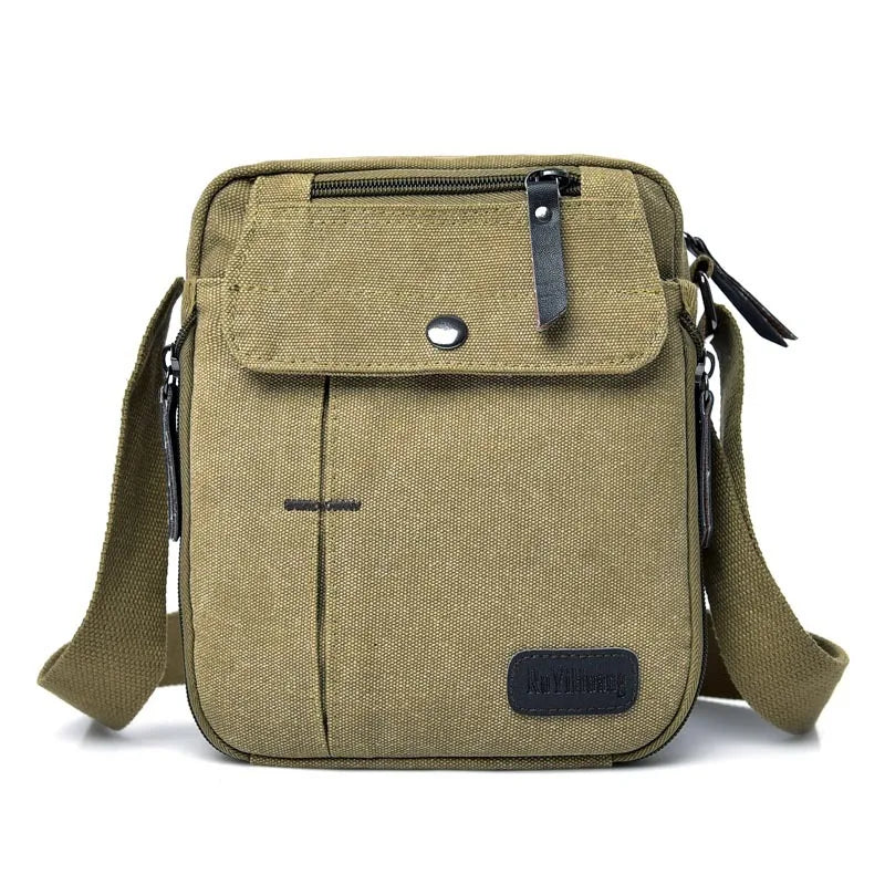 Men S Casual Crossbody Bag Wear-Resistant Canvas Shoulder Bag Large-Capacity Outdoor