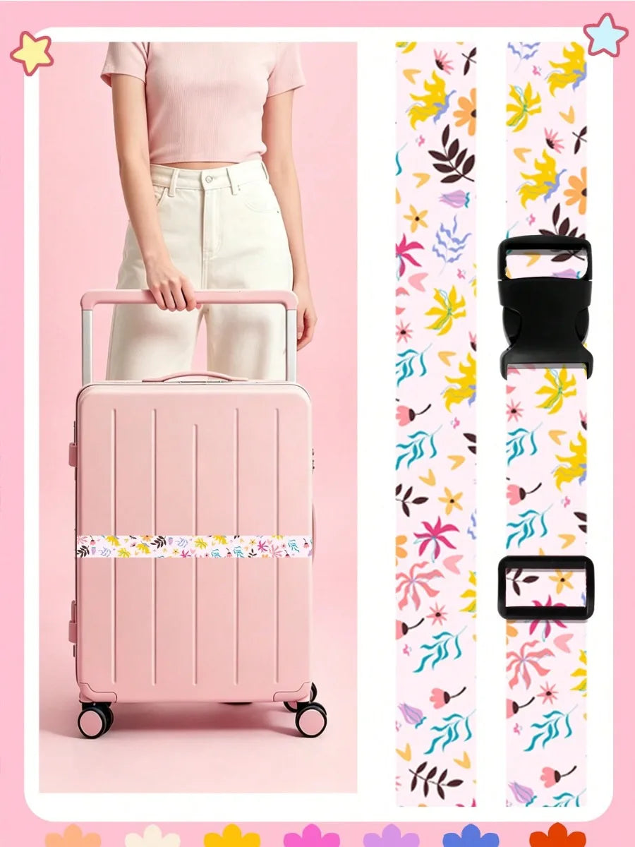 Cute Print Travel Luggage Belt Buckle Adjustable Luggage Strap Suitcase - Soft