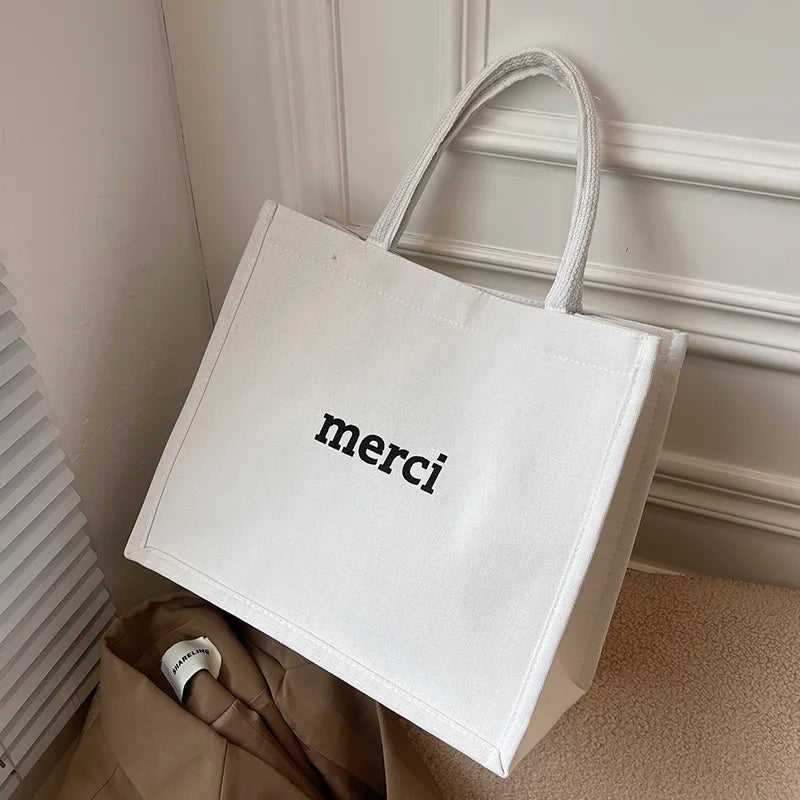 Large Canvas Tote Bag with Double Thick Handles for Women