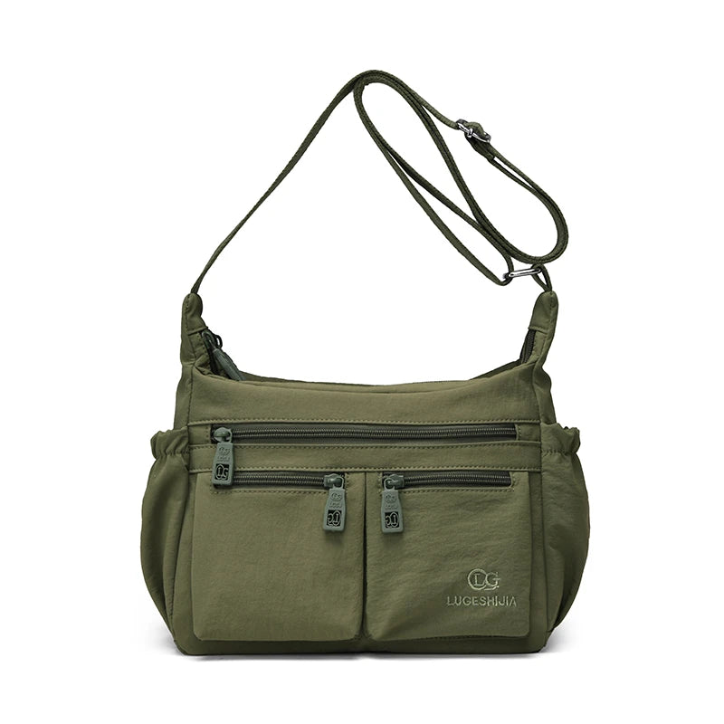 Women Large Capacity Nylon Crossbody Bag Multi Pocket Casual Shoulder Lightweight Waterproof Travel