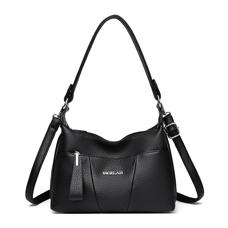 2-Layer PU Leather Crossbody Shoulder Bag for Women