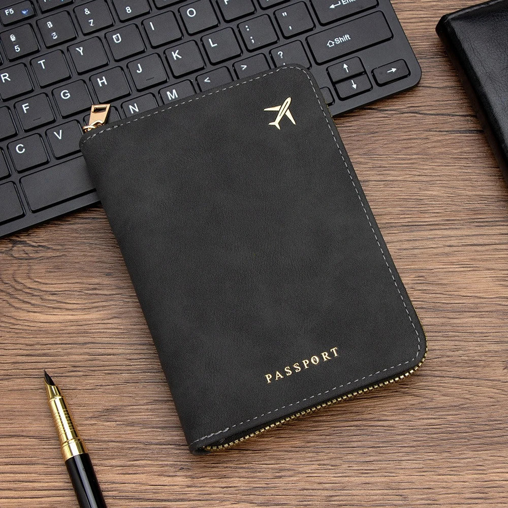 Blocking Passport Wallet Zipper Thickened Rfid Anti-Theft Travel Organizer Slim Card Holder Storage