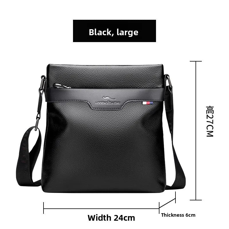 Top First Layer Cowhide Men S Casual Leather Sling Bag Business Use