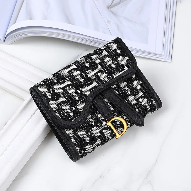 Men S Women Canvas Vintage Small Purse Female D Buckle Money Clip Student Multi-Function Large
