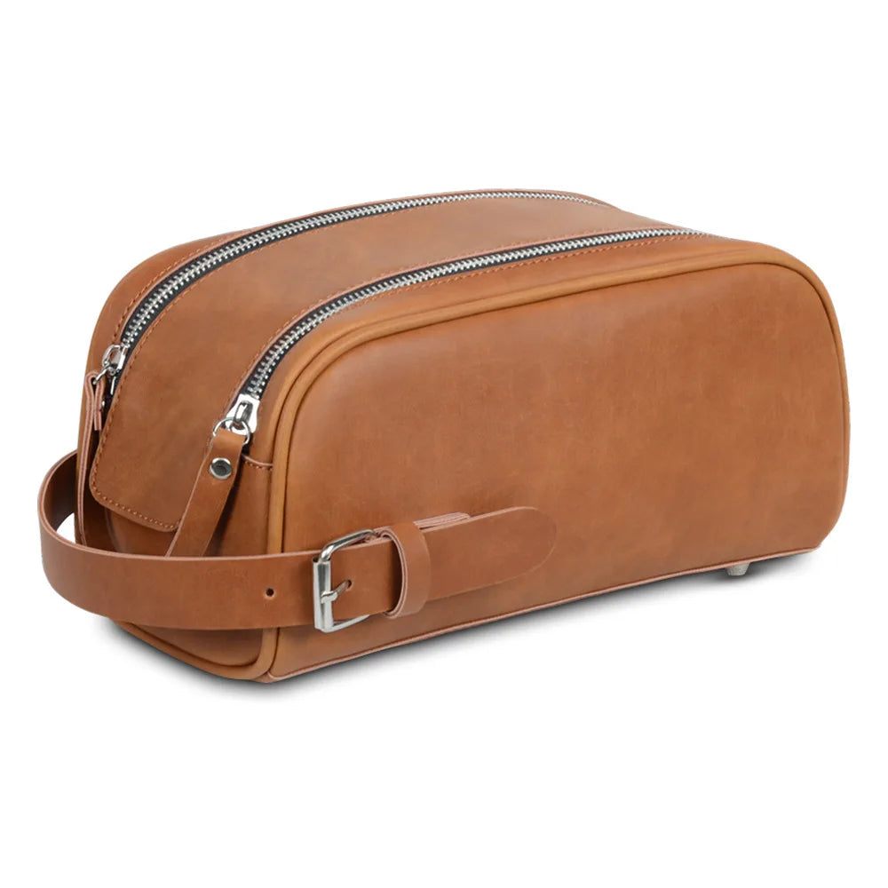 Pu Retro Large Capacity Waterproof Wash Bag High-Grade Cosmetic Storage Travel Handbag - Waterproof